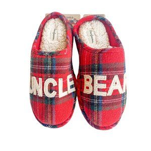 Dearfoams Men's Uncle Bear Clog Slippers In Red Plaid Size S (7-8)